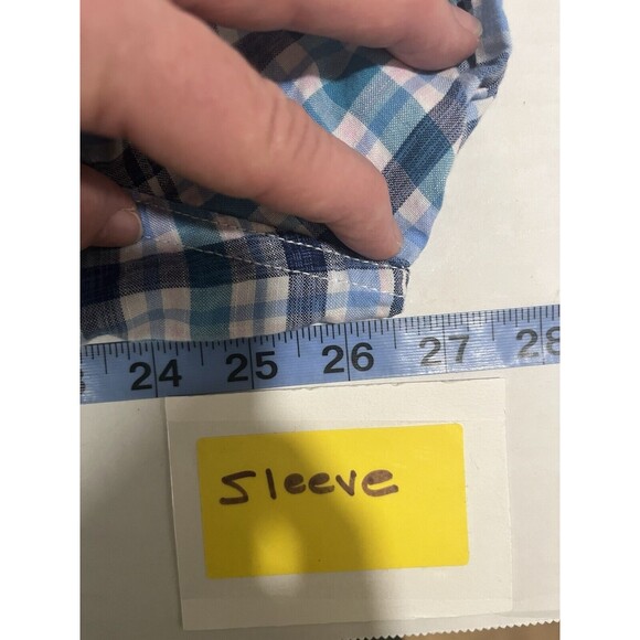 Izod Saltwater Short Sleeve Button Up Shirt Mens XXL Blue White Plaid Cotton - Picture 6 of 11